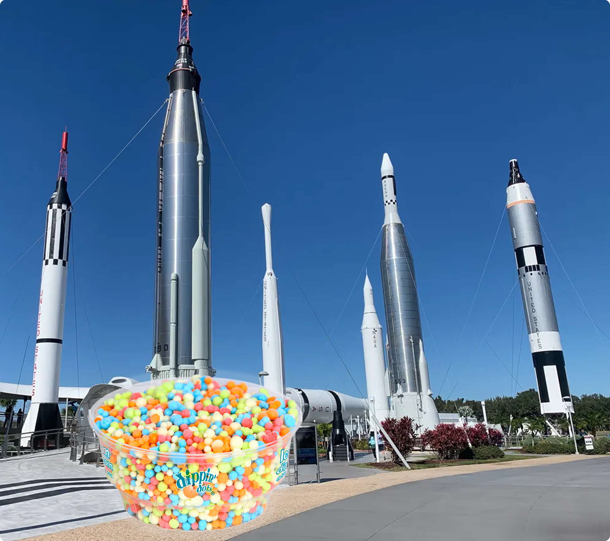 a picture of dippin dots at kennedy space center