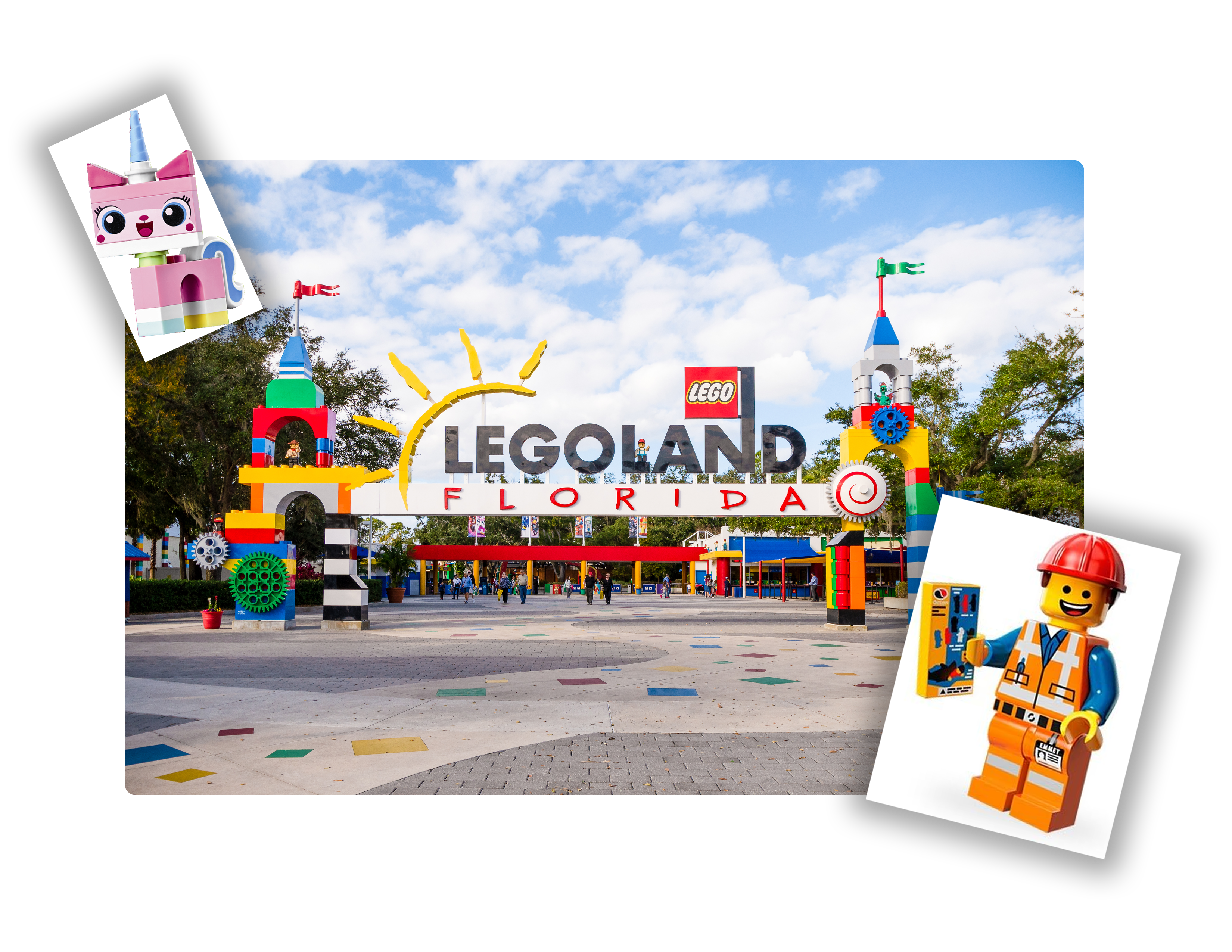 picture of lego land with unikitty and emmet from the lego movie photoshopped on