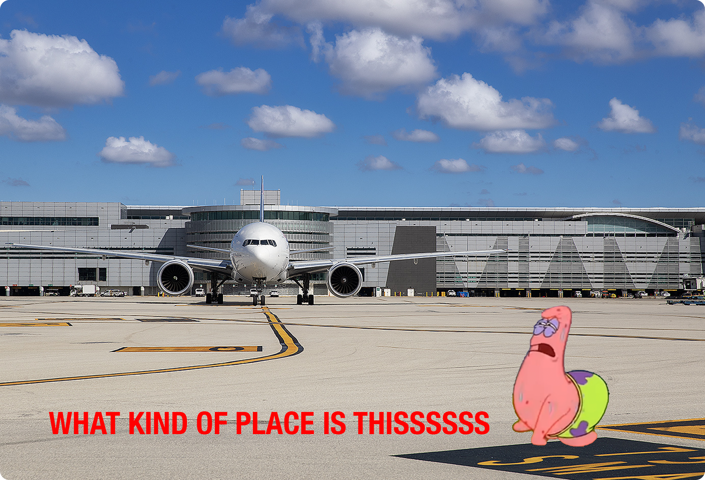 a photo of the miami airport with text that says what kind of place is this