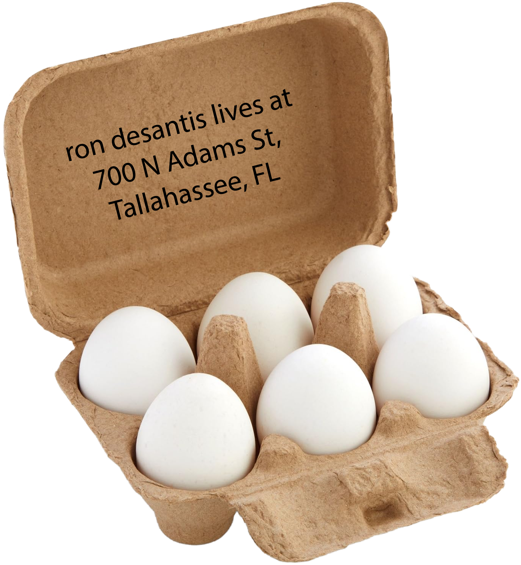 egg carton image with the tallahasee governors mansion address